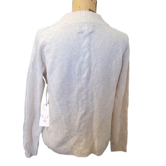 New Large Cashmere Nanette Lepore Cable Knit Cream Mock Turtlw Neck Sweater - Picture 2 of 5